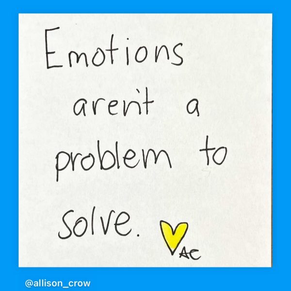 iMage with word: Emotions aren't a problem to solve with yellow heart Allison Signature